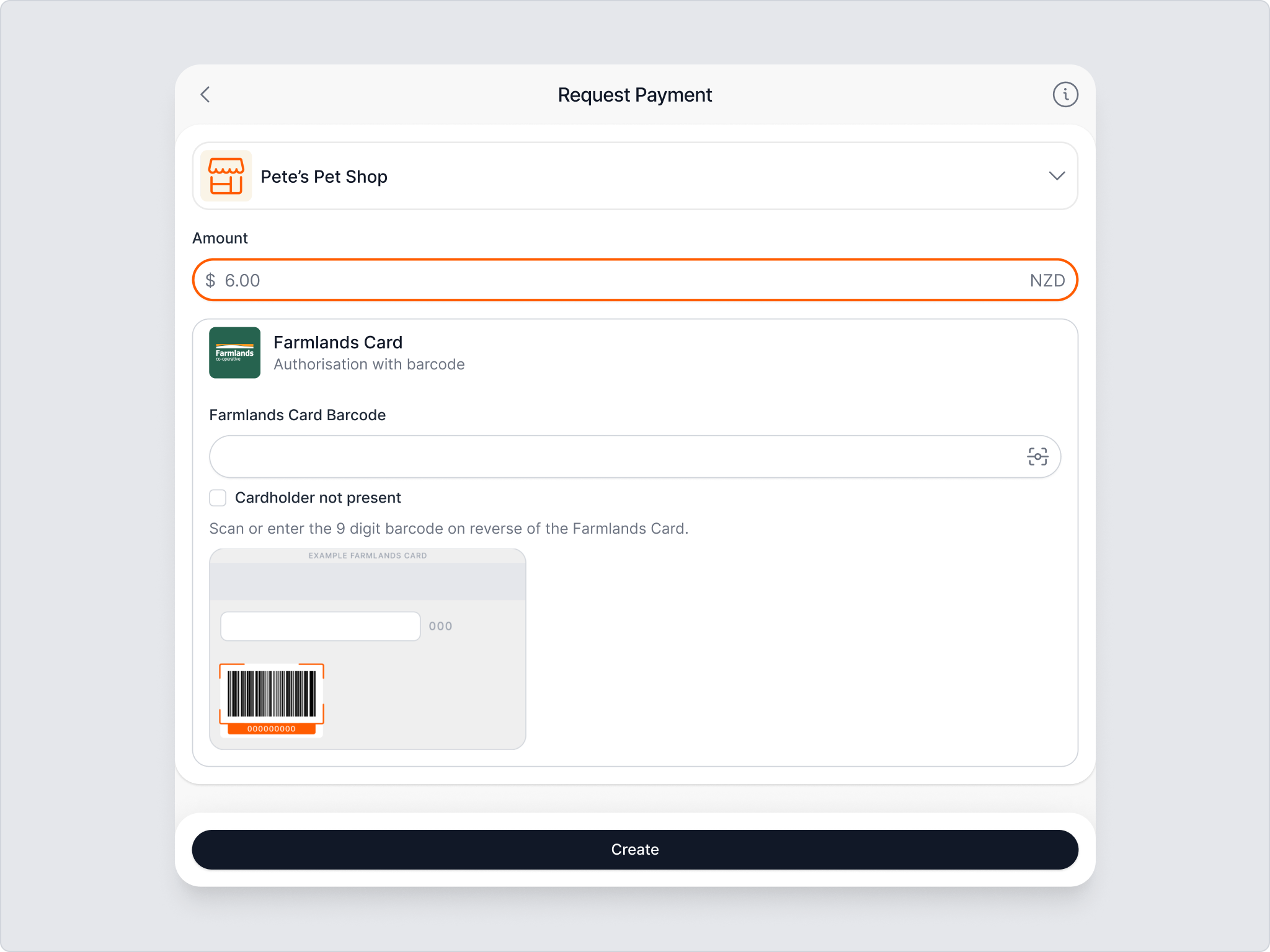 Enter payment amount on the Centrapay business portal