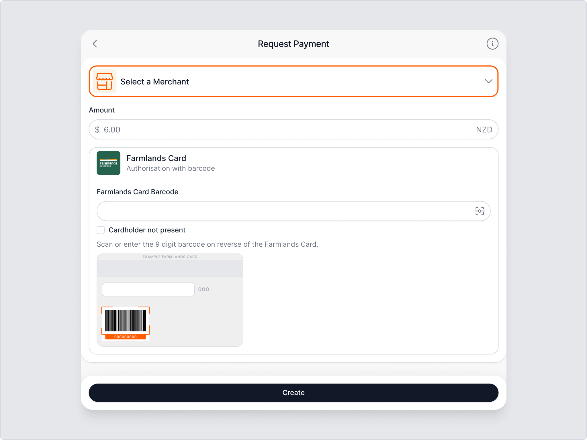 Select a merchant during payment on the Centrapay business portal