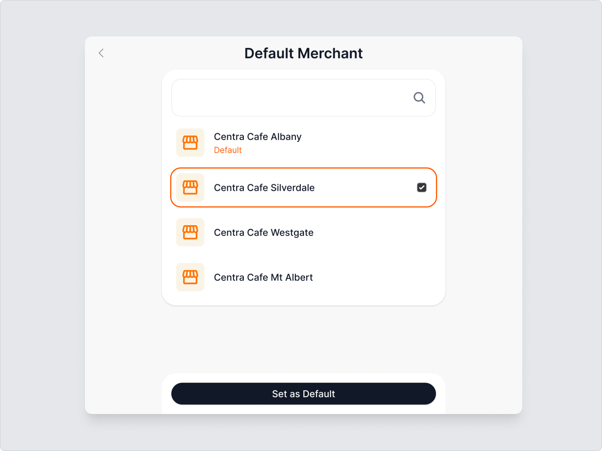 Selecting a default merchant site on desktop