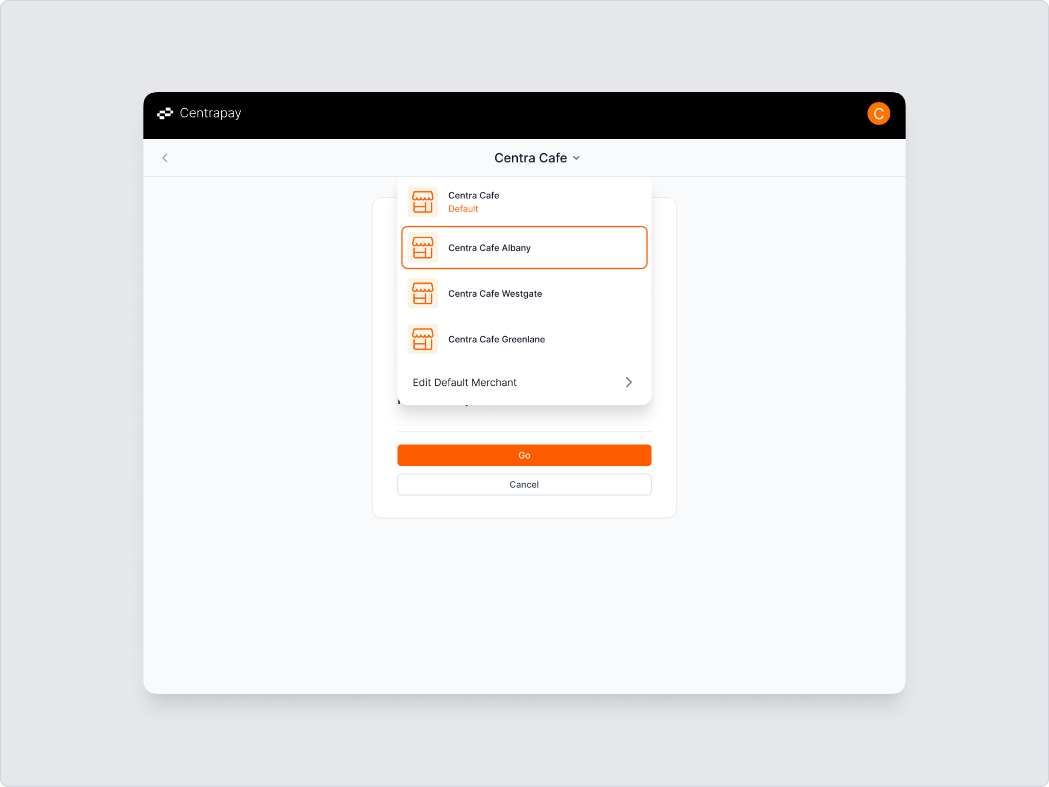 Default merchant site selection confirmation on desktop