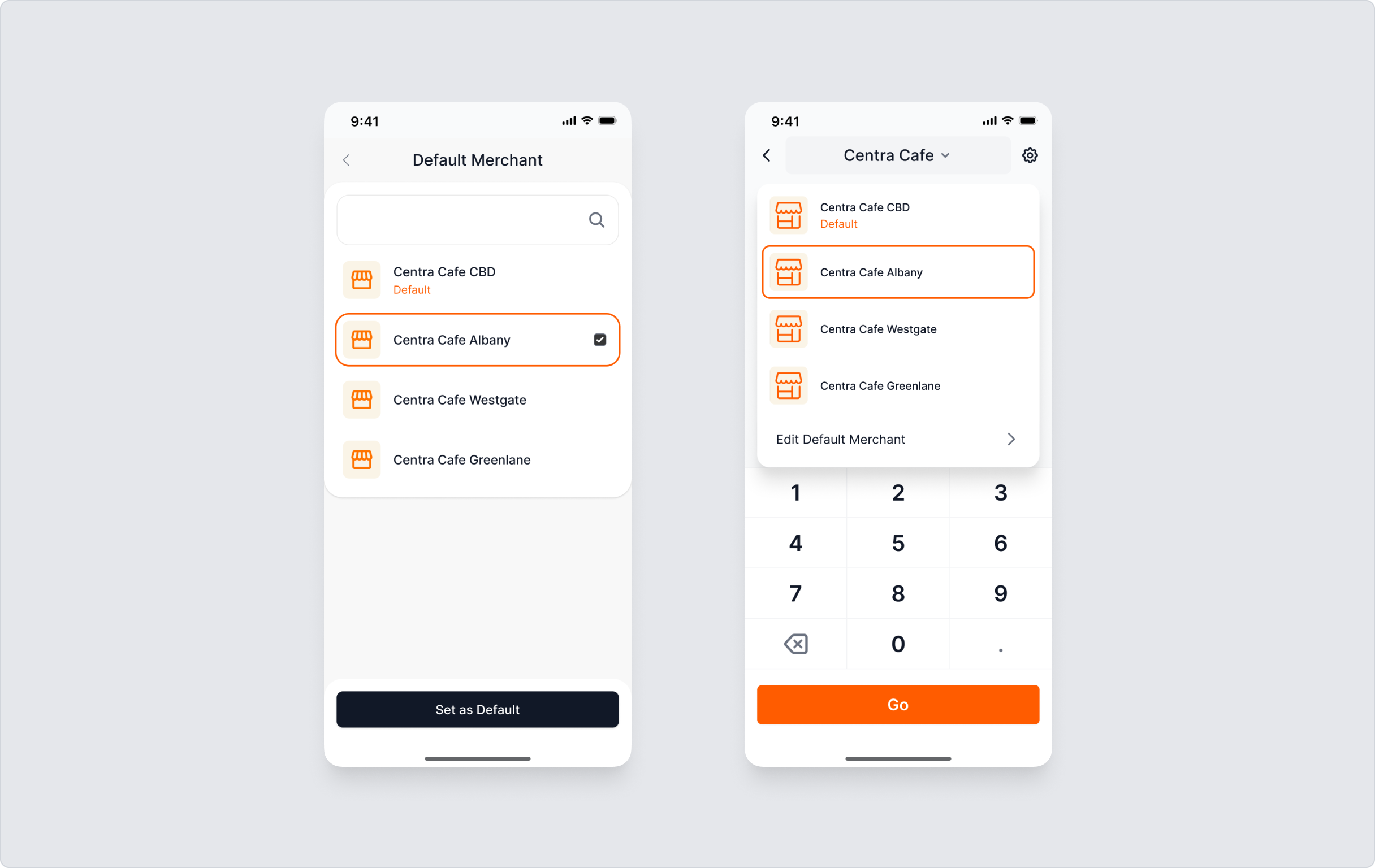 Selecting a default merchant site on mobile