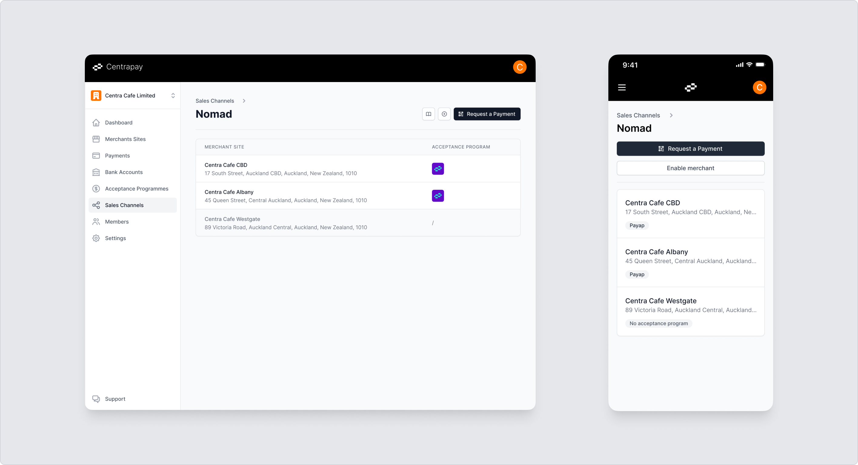 Nomad status showing Acceptance Programme association