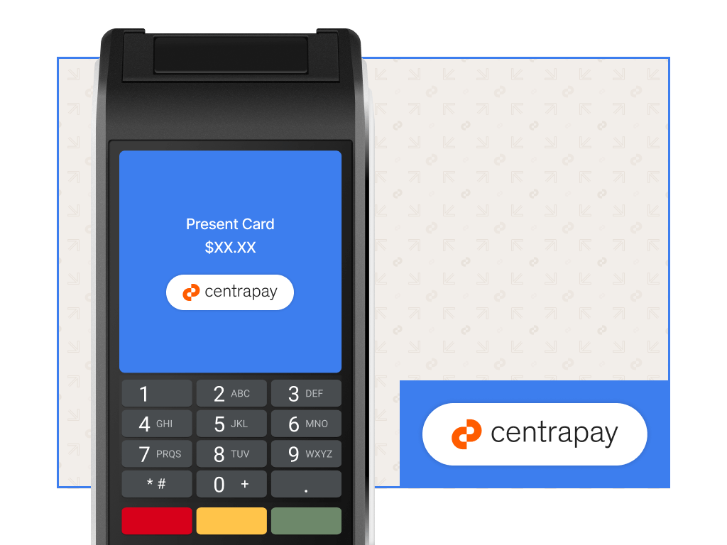 Illustration of payment terminal displaying Centrapay button